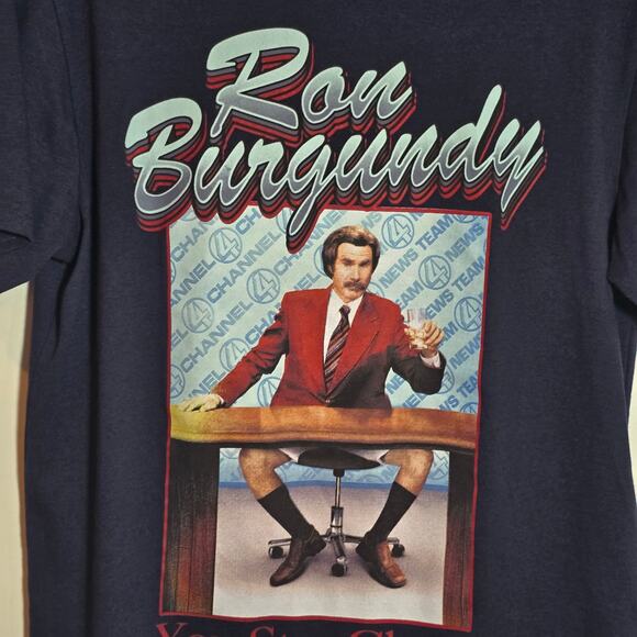 Anchorman Graphic Tee Ron Burgundy You Stay Classy Men's Size Medium Funny Humor - Picture 2 of 4